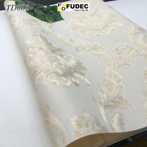 Giấy Dán Tường Phòng Khách Hoa Văn Châu Âu Vàng TD03