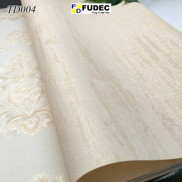 Giấy Dán Tường Phòng Ngủ Xước Gỗ Vàng TD04