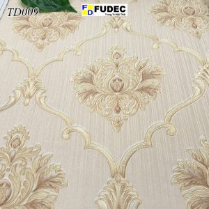 Giấy Dán Tường Phòng Ngủ Hoa Văn Châu Âu Vàng Đồng TD09