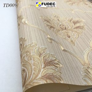 Giấy Dán Tường Phòng Ngủ Hoa Văn Châu Âu Vàng Đồng TD09