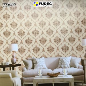Giấy Dán Tường Phòng Ngủ Hoa Văn Châu Âu Vàng Đồng TD09