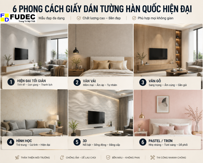 Cac mau giay dan tuong Han Quoc hien dai dep va toi gian