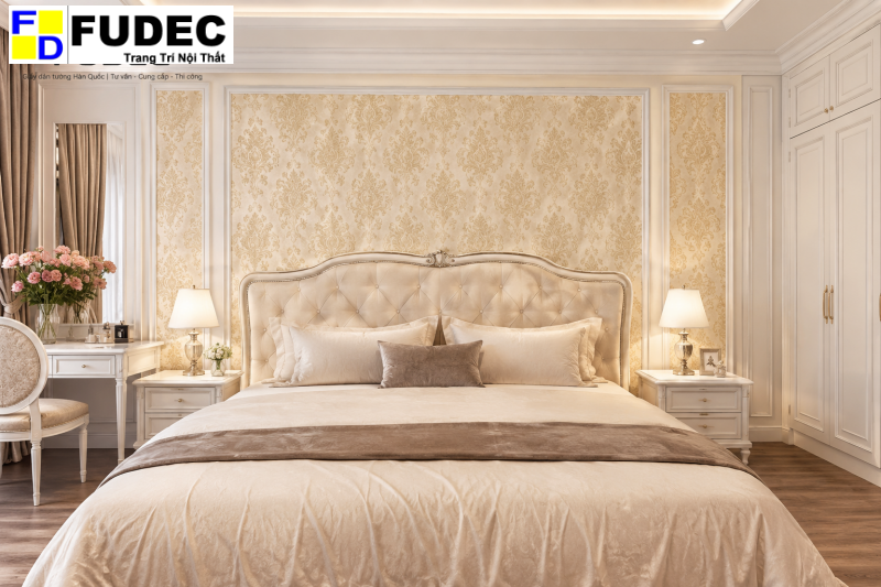 Giấy dán tường Hàn Quốc cổ điển phòng ngủ master