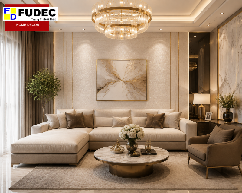 Giấy dán tường Hàn Quốc giả vải phòng khách cao cấp