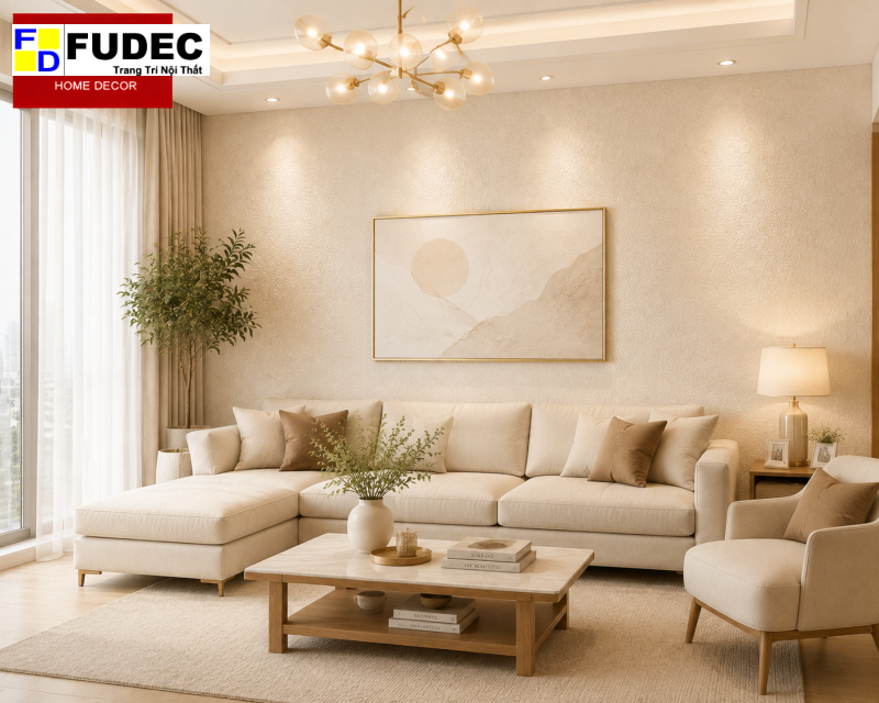 Giấy dán tường Hàn Quốc hiện đại cho phòng khách chung cư