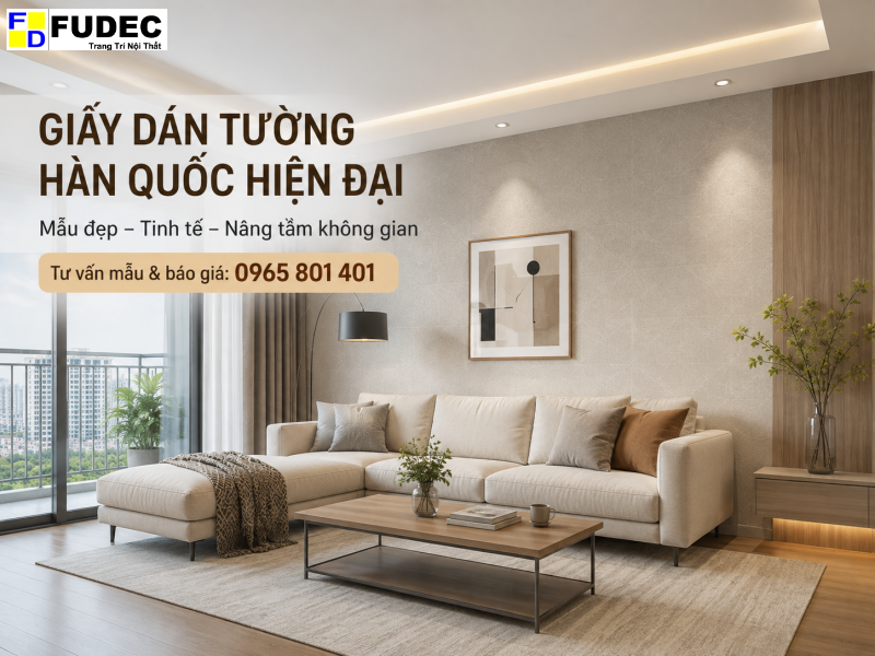 Giấy dán tường Hàn Quốc hiện đại đẹp cho phòng khách
