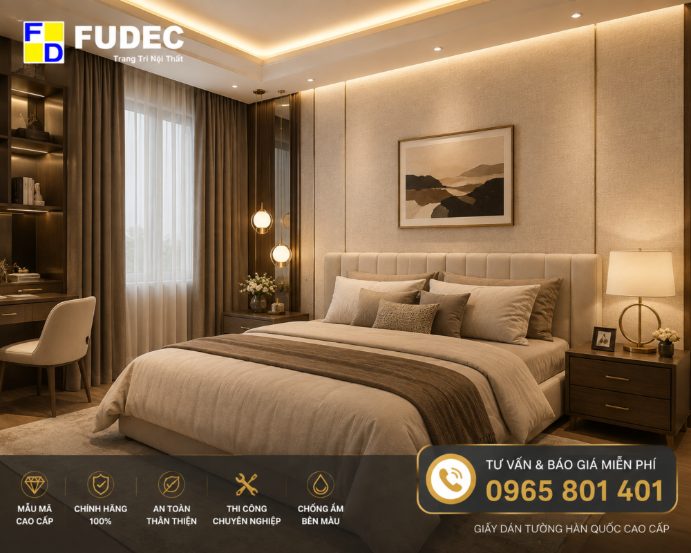 Giấy dán tường Hàn Quốc hiện đại phòng ngủ master