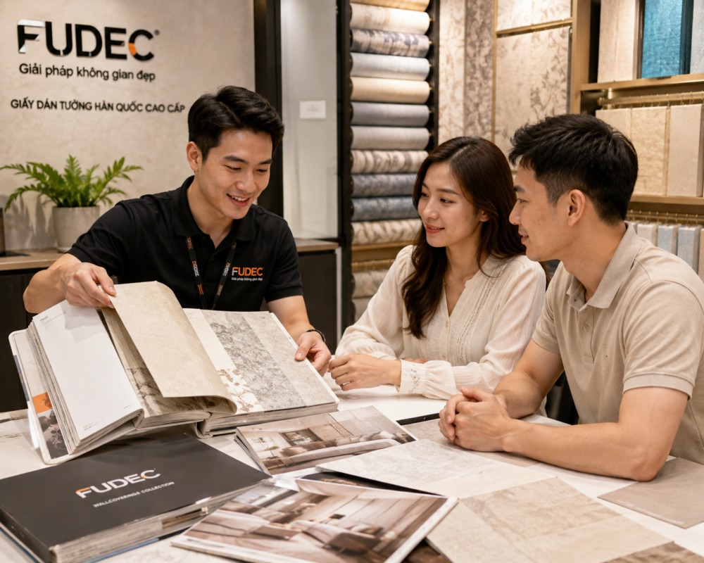 FUDEC tư vấn và thi công giấy dán tường Hàn Quốc